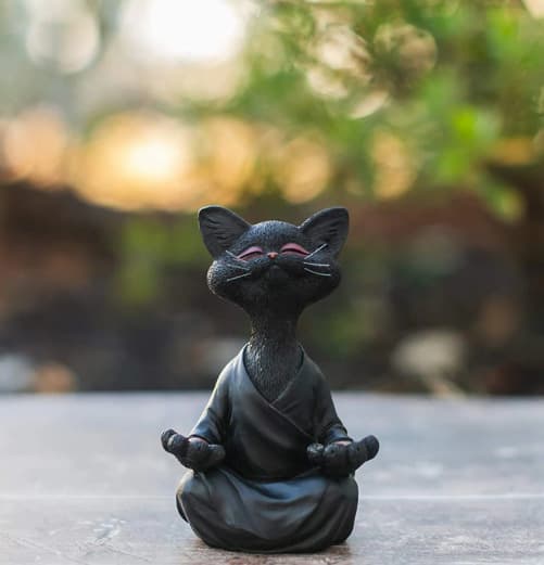 Buddha Kat Statue Meditation Yoga Samlerobjekter Katte 12,5 cm
