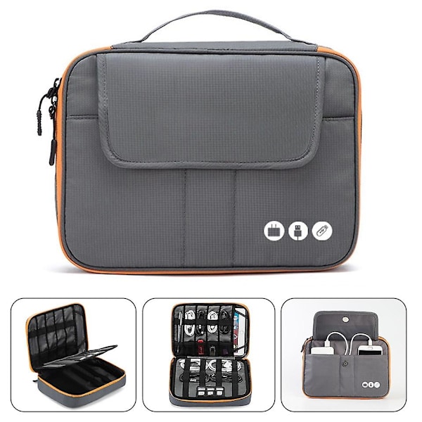 Høy kvalitet nylon 2-lags reiseveske for elektroniske tilbehør, reiseveske for gadgets, perfekt størrelse for iPad