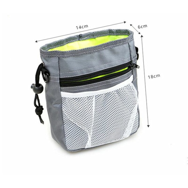 Godbitpose til hund - Treningsbag med integrert pose for hundeposer og reiseskål, ett rom, grå