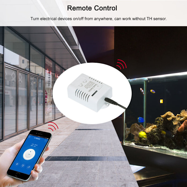 Th-16 Smart Wifi Bryter 16A/3500W Temperaturovervåking Trådløs Domotic Kit med vanntett temperatursensor DS18B20 kompatibel med Alexa Googl