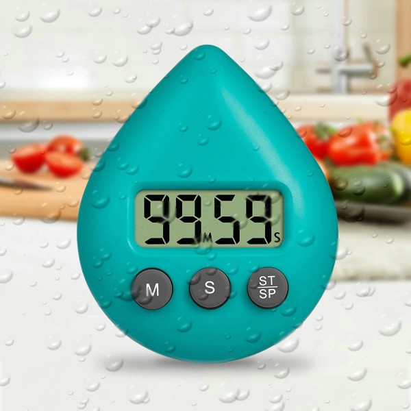 Tyst, tickande batteridriven duschtimer, vattentät digital timer, liten söt timer med sugkopp (grön)