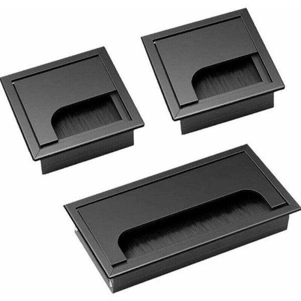 Kabelgjennomføring 3-roms firkantet svart Pass Innfelt kabelgjennomføring Kontor Kabelgjennomføring I Aluminium Legering Ut Kabelgjennomføring 80 x 80 mm 160 x 80