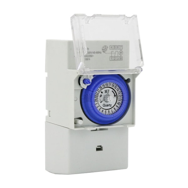 SUL181H Mekanisk Timer, 220V, 16A, Quartz Motordrift, DIN-skenmontering, 24 Timmar, 8 Inställningar