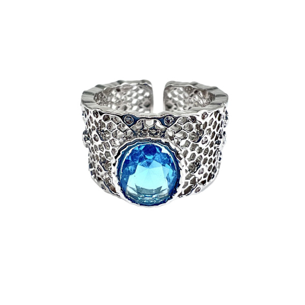Fuld af diamanter og stjerner, hul ring, retro brilliant safir ring, belagt med 18K guld, justerbar åbning