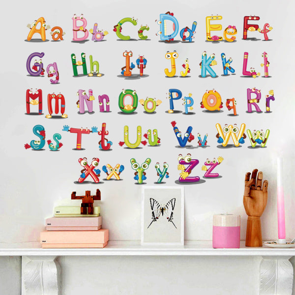 ABC English Alphabet -seinätarrat, lastenhuonetarrat, eläin