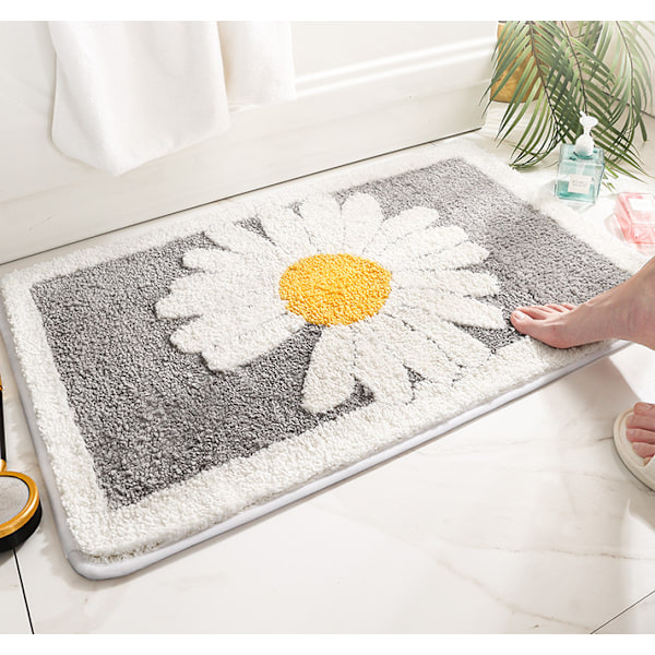 Badematte Tykkelse baderom sklisikker matte Daisy-moon grå 50*80cm