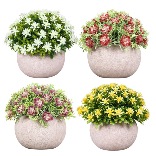 Kunstig potteplante i hvitt gipsophila