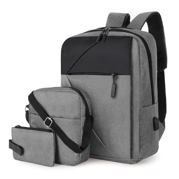 Business rygsæk til mænd, stor kapacitet afslappet computertaske, multifunktionel USB-opladning tredelt rygsæk