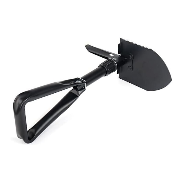 1 stk. stor multifunksjonell sammenleggbar spade på 48 cm med oppbevaringspose, campingspade for graving/kutting/planering/fjerning av tre, sammenleggbar spade