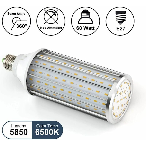 E27 LED Mas 60W polttimo, vastaa 550W polttimoa, 6500K kylmän valkoinen E27 LED-polttimo, ei himmennettävä, 5850lm 160x5630smd, Edison LED-polttimo Mas (60W kylmä valkoinen)