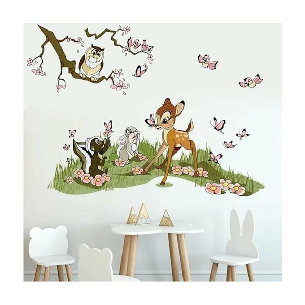 Vægstickers Skovdyr Høj Bambi Vægmaleri Sticker Aftagelig Jungle Deco Stickers Baby Børne Dekoration
