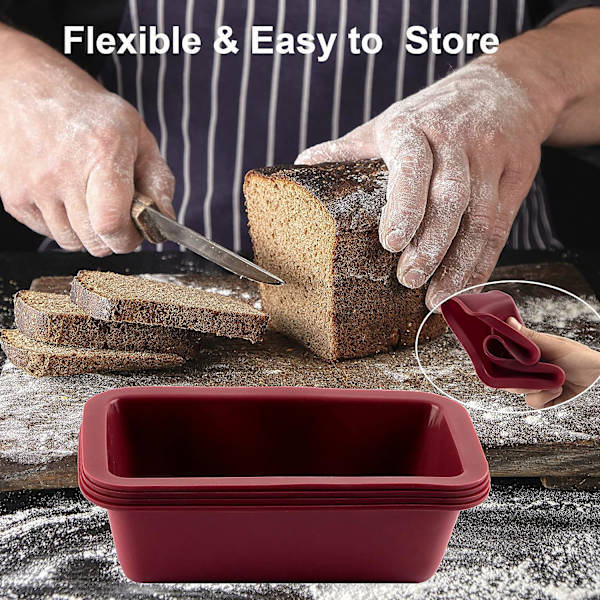 Silikon Mini Brödform Set om 1, NonStick Lätt Släpp Rektangel Silikon Mini Tårta Pan för Bakning Bröd, Flexibel BPA Fri Silikon Bakform och