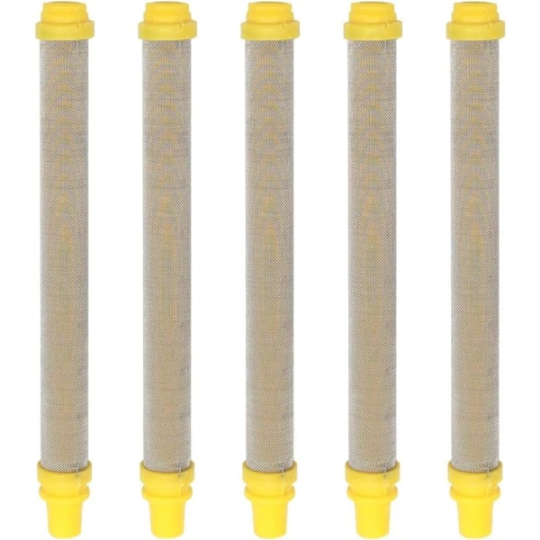 5 Stykker 100 Mesh Airless Sprøytepistol Filter Miles Rustfritt Stål Airless Pistol Filter for Wagner Airless Maling Sprøytepistol, 100mm (Gul)