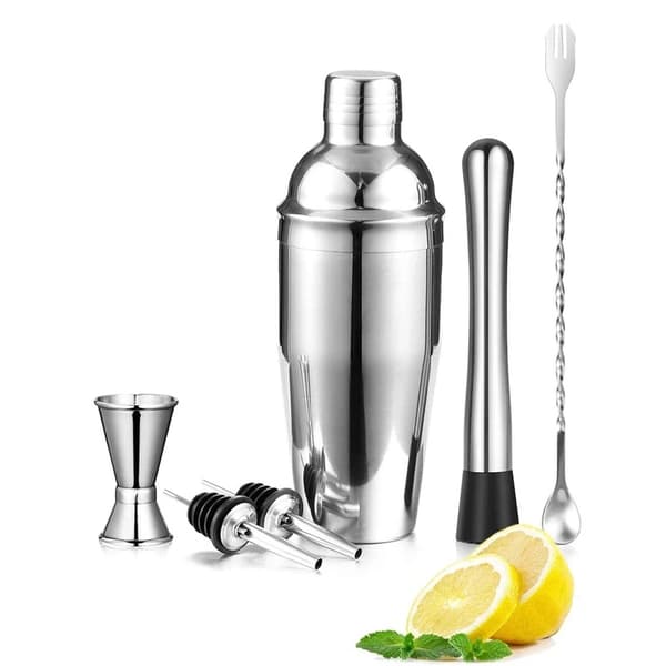 Glass Cocktail Shaker, Cocktail Mixer, Rustfritt stål tilbehør,