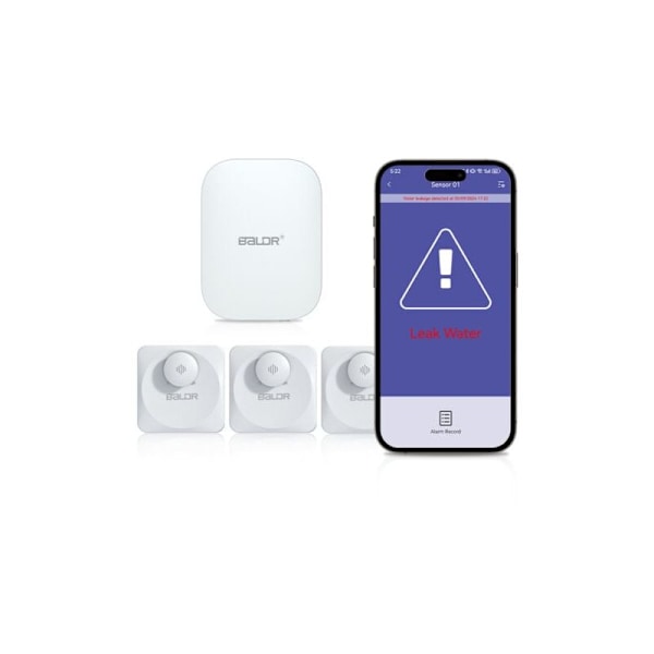 BALDR-Vattenläckagealarm, smart mobiltelefonlarm, 100db decibel, samtal i hela huset, smart inspektion