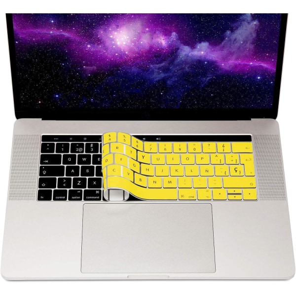 Gul - MyGadget tastaturbeskytter for Apple MacBook Pro 13\" og 15\" Touch Bar - Fleksibelt silikon tastaturbeskytter - Ultra-tynt pute som