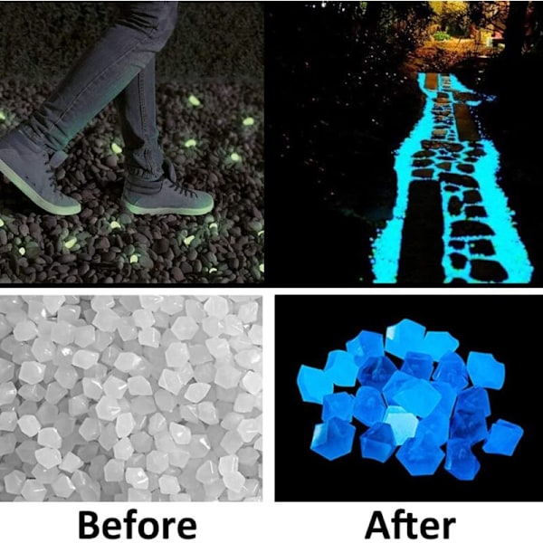500 Stycken Självlysande Stenar, Lysande Småstenar, Dekorativa Stenar i Natten, Fluorescerande Stenar, Släta Hartsstenar, för Akvarier, Trädgård, Uppfart