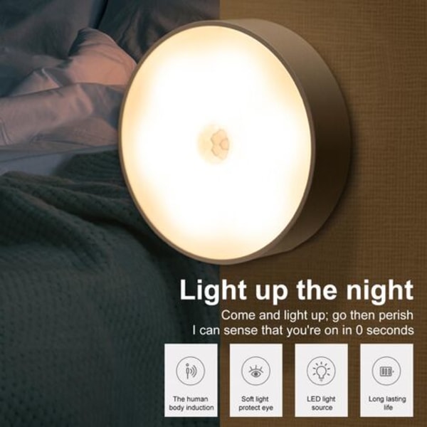 Menneskekrop genopladelig magnetisk induktionsnatlampe, 6000K fire pakker (hvidt lys) - 6000K fire pakker (hvidt lys)