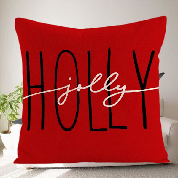 Juleputetrekk 45*45cm Gårdshus Julepynt Kristtorn God Jul Dekorativ Puteboks for Hjem Sofa