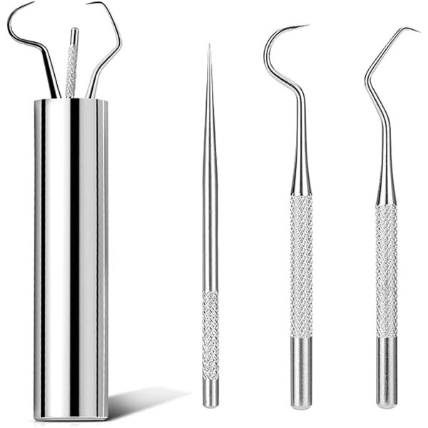 Bärbara tandpetare i rostfritt stål - 3 st Vattentät Återanvändbar utomhuscamping Picknick Floss Tandpetare och förvaringslåda för tandpetare