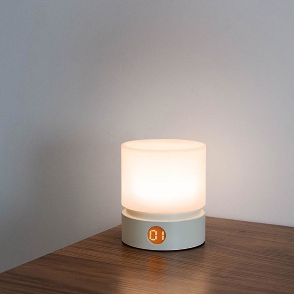 Nattlys - Kreativ enkel sylindrisk nattlys USB-lading timing dimming soverom seng LED øyebeskyttelse pustende atmosfære bordlampe