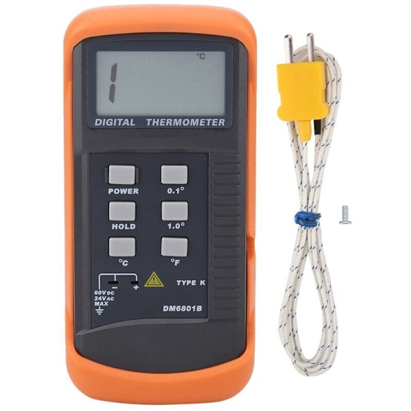 Termoelementtermometer, DM6801B Enkanalig Digital Termometer med K-typ Termoelementsensor LCD-bakgrundsbelysning Termoelementtestare