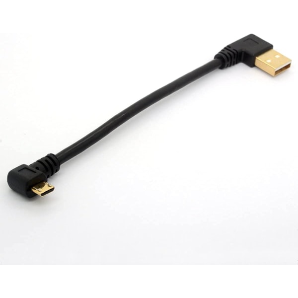 90 asteen USB 2.0 - Micro USB B -uroskaapeli 15 cm vasemman kulman lataus