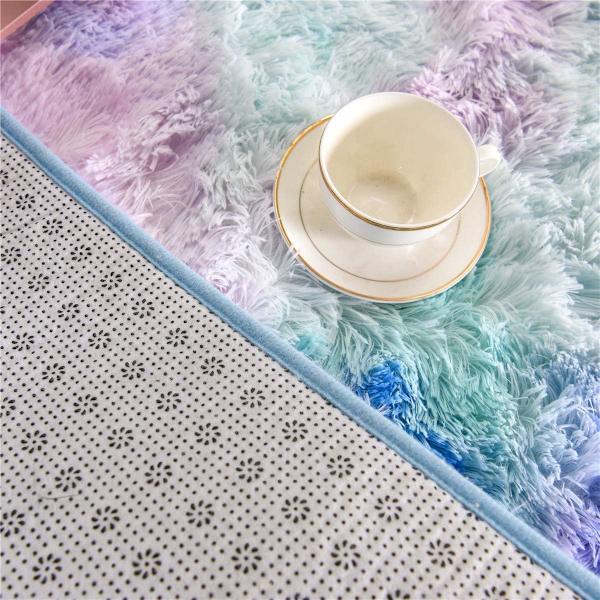 Mjuk fluffig matta för pojkar flickor sovrum plantskola sovsal vardagsrum, Tie Dye fluffig sängmatta färgglad abstrakt inomhus plysch plysch golvmatta (2x3