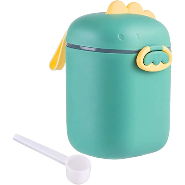 Mjölkpulverdoseringslåda, mjölkpulverdispenser (grön), baby mjölkpulverlåda, babyformuldispenser, bärbar mjölkpulverbehållare för småbarn