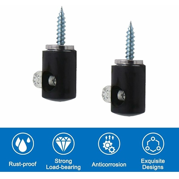Sett med 6 lyskroker for lysekrone, lysekronekrok, taklampe, kabel (svart)