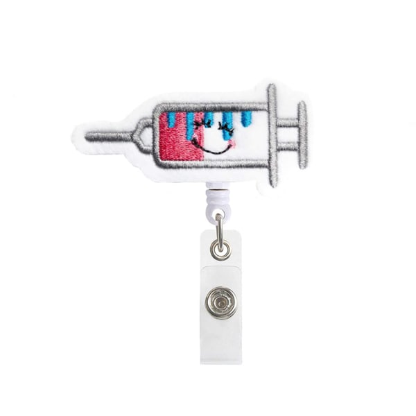 3 stk. broderet filt, indtrækkelig badgeholder, badge retractor, indtrækkelig clip, studentergave, indtrækkelig badgeholder, badgeholder