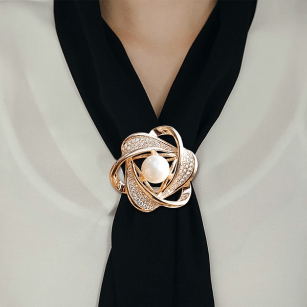 Vintage Brosch Scarf Mångsidig Scarf Clip Clip Ring Spänne Brosch Rhinestone Brosch Solros Brosch Pin (Guld, En Storlek)