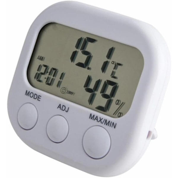 Digital termometer med luftfuktighetsmätare, termometer och kökshygrometer, digital inomhustermometer (7,6 x 8,3 x 2,1 cm)