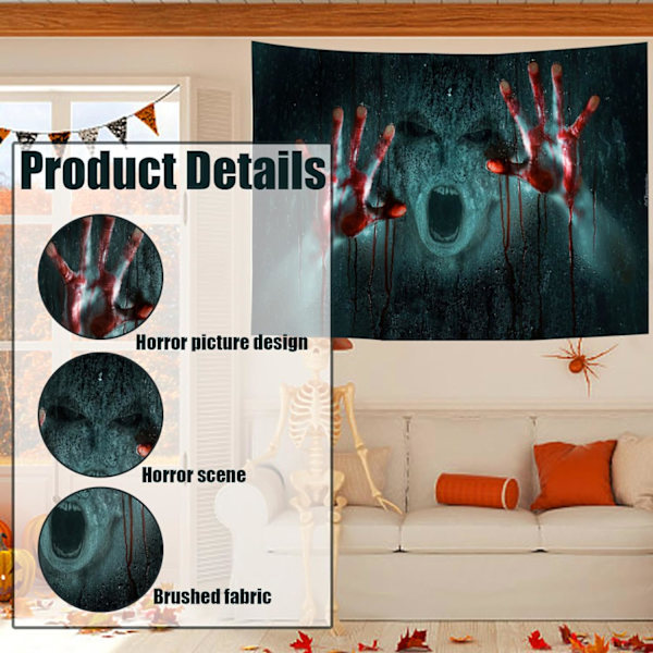 Halloween-gobelin 51,18x 59,06 tommer Zombie 3D-utskrift Skummel veggteppe Foldbar vaskbar Halloween-dekorasjoner