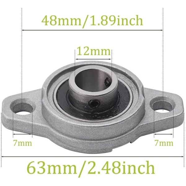 4 stycken med rombisk flänsad sula lagerbock kullager Ringande (12 mm innerdiameter)