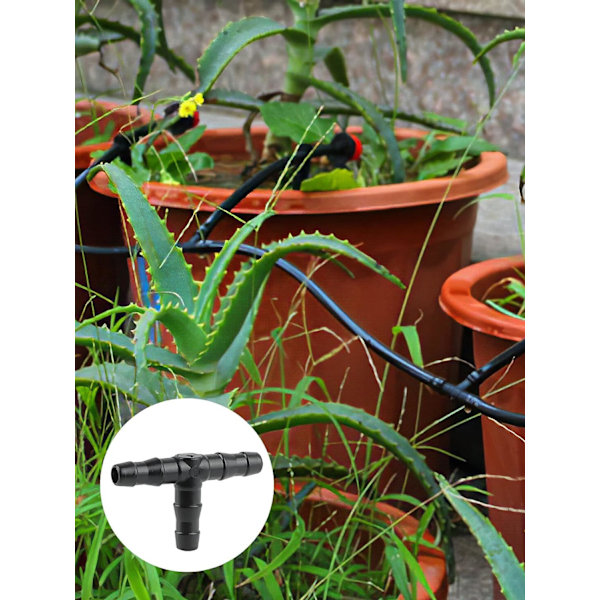 100 stk. T-stykke vandingssystem 1/4 \"gaffelforbindelse drypvanding T-rør - PVC sprinklerhoved drypvanding automatisk vandingssystem kit