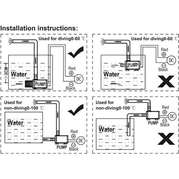 Mini Vandpumpe, USB DC5V 4.8W 300L/H Løftehøjde 300cm Ultra Støjsvag, Børsteløs Akvariepumpe, Undervandspumpe, Vandtæt IP68, til Akvarium/Fountain/
