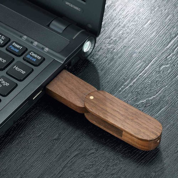 USB-flashdrev, 32GB avanceret roterende massivt træ high-speed USB 2.0-flashdrev, hukommelsespind datalagring, ophængt tommelfingerhjul med træetui
