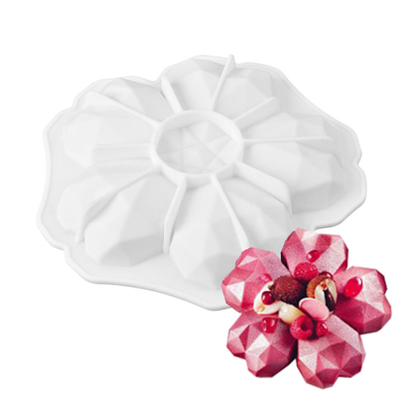 Hjerteformet diamant silikone kageform (hvid), kage bageform, non-stick hurtig udløsning, bageplade til mousse kager