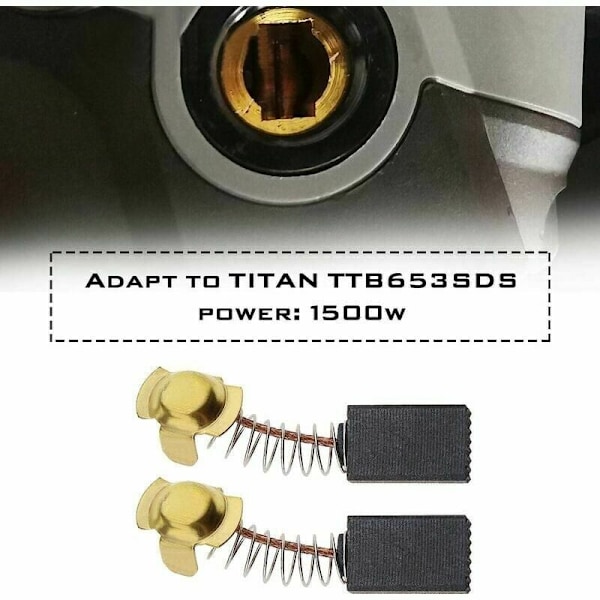 Par Karbonbørster Motor Erstatning Ledningsborebørster Kompatibel med Titan TTB653SDS 1500w SDS Plus, 6x10x16mm-