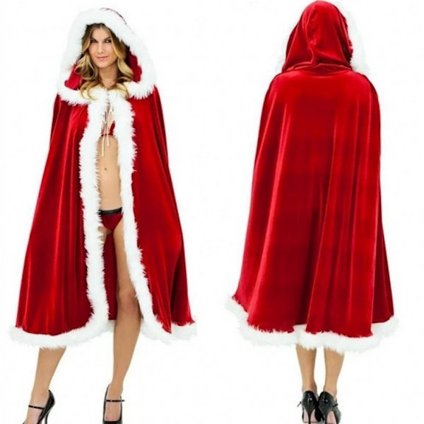 1PCS Juldräkter 80cm Kappa Multi Användning Jul Cardigan Lyxig Flanell Huva Kappa för Semesterfest, Kappa Huva Kläder Kappa