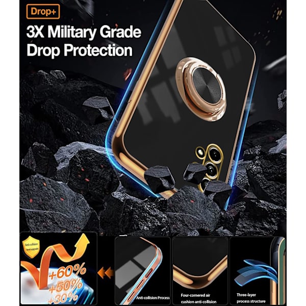 Etui til Samsung Galaxy A32 5Gi (Sort), Samsung A32 5G Etui Stødsikkert, Plating 360 Graders Beskyttelse Magnetisk Cover Bilholder Etu