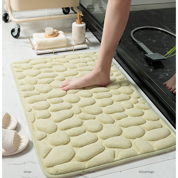 Pebble Embossed Gulvmatter, Bad Entré Antiskli Absorberende Gulvmatter (Lysegrønn, 50*80CM)