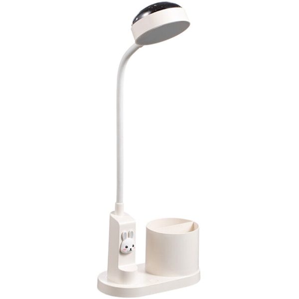 Skrivebordslampe for barn, studielampe med pennholder, automatisk fargeskiftende nattbordslampe, dimbar oppladbar LED-leselampe for barn (hvit)
