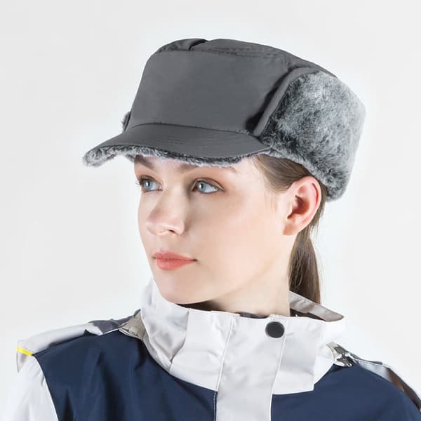 Utomhus herr vinter baseball keps med visir varm öronlapp mössa trapper jakt mössa, grå