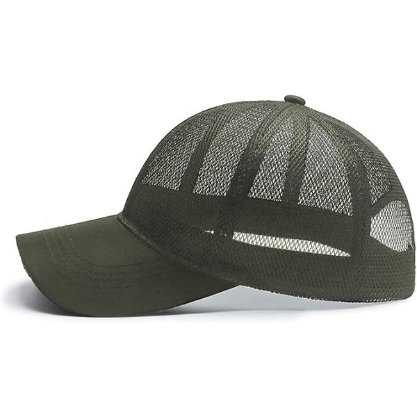 Militærgrøn Mesh Baseball Cap til Mænd, Baseball Hat til Mænd og Kvinder, Sommer Åndbar, Hurtigtørrende Sol Sports Hat