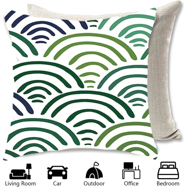 Putetrekk 45 x 45 cm, sett med 4 putetrekk i bomull og lin, putetrekk for sofa, utendørs hage seng sofa puter (22-WillowLea