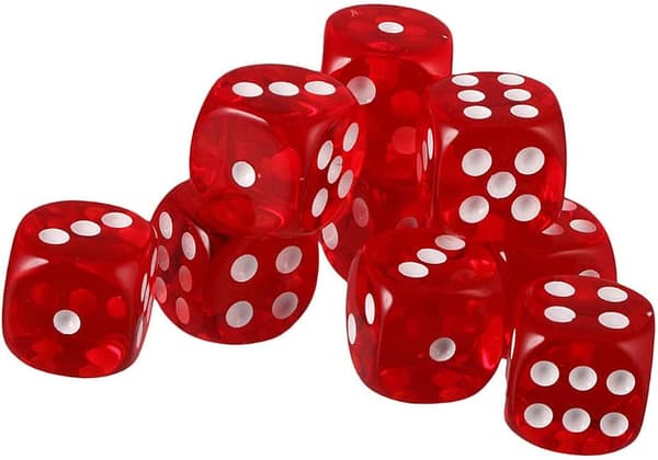 10 st tärningar (röda) polyhedral D6 tärningar 16 mm akryl tärningssats för DND tärningar RPG MTG brädspel