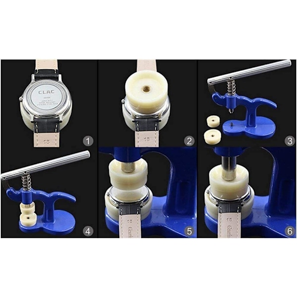Klockverktyg Press Closer Klockreparation Verktyg med 12 Plastinsatser Tryckplattor