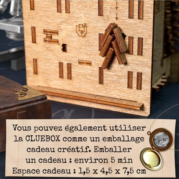 Escape Room 60 minutter i en æske - Katte model - Træ 3D puslespil - Boks logikspil - Gaveæske - Quest box